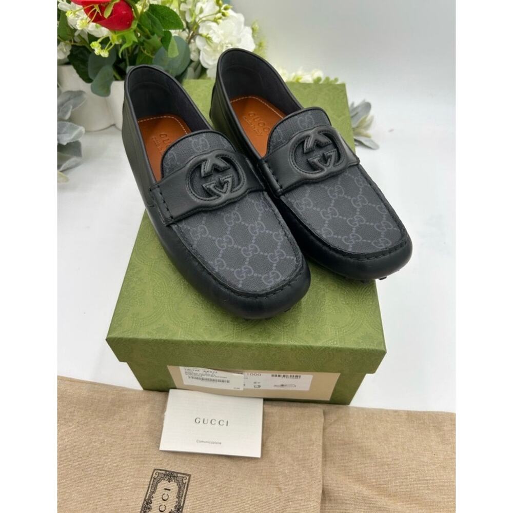 Men's Gucci interlocking G driver loafers size 8.5 fits 9 US made in Italy - Picture 4 of 9